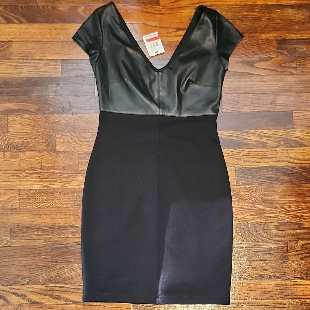 NWT Bailey 44 Dante Faux Leather Bodycon Little Black Dress Rock Chic Party XS